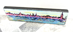 NYC skyline with waves