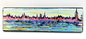 NYC skyline with waves