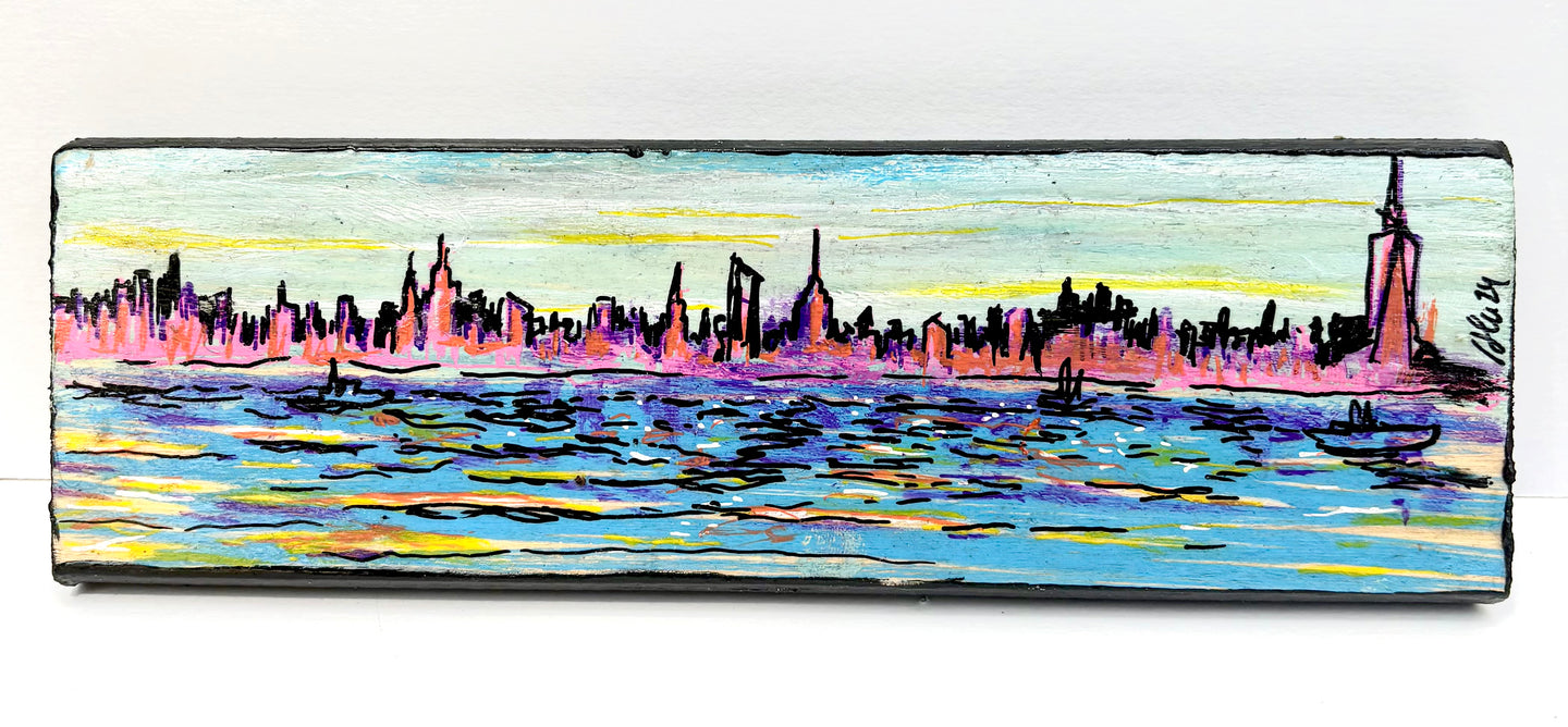 NYC skyline with waves